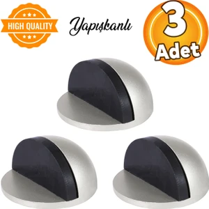 Yarımay Yapışkanlı Kapı Kolu Stoperi Tamponu Metal Kapı Stopu Durdurucu Tutucu Tutacağı Gri 3 Adet