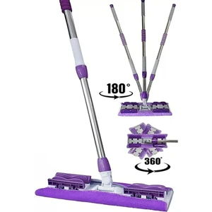 Stella Mandallı Mikrofiber Mop - Yer Duvar Cam Silme Temizlik Mopu & Kıskaçlı Teleskopik Paspas Seti