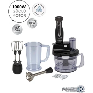 Powelix Turbo Fonksiyonlu Premium Blender Seti 1000 W Güçlü Motor, Buz Kırma, Dilimleyici Rendeli, Tefalin En Güçlüsü, Lmbdr Hediyeli