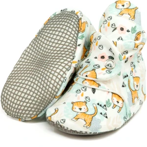 Ella Bonna Organik Pamuk Bebek Pandufu, Kaydırmaz Taban, Yenidoğan Patiği, Ev Kreş Ayakkabısı, Kediler