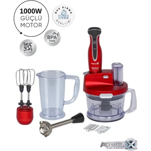 Powelix Turbo Fonksiyonlu Premium Blender Seti 1000 W Güçlü Motor, Buz Kırma, Dilimleyici Rendeli, Tefalin En Güçlüsü + Onerous Mutfak Tartısı