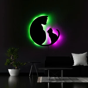 The Eba Design Tablo Marketi Hayvan, Kedi Tablo, Işıklı Duvar Dekor Ahşap, Neon Işık, Ledli Işıklı Tablo, Duvar Süsü