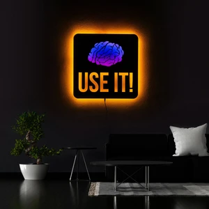 The Eba Design Tablo Marketi Use It Yazılı Tablo, Işıklı Duvar Dekor Ahşap, Neon Işık, Ledli Işıklı Tablo, Duvar Süsü