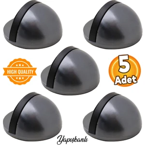 Yarımay Yapışkanlı Kapı Kolu Stoperi Tamponu Stop Metal Durdurucu Tutucu Tutacağı Satine Füme 5 Adet