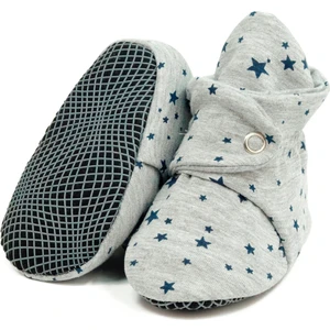 Ella Bonna Organik Pamuk Bebek Pandufu, Kaydırmaz Taban, Yenidoğan Patiği, Ev Kreş Ayakkabısı, Yıldızlı Gri