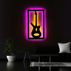 The Eba Design Tablo Marketi Gitar Tablo, Işıklı Duvar Dekor Ahşap, Neon Işık, Ledli Işıklı Tablo, Duvar Süsü