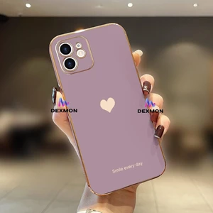 iPhone 11 Uyumlu Kılıf Kamera Korumalı Arkası Renkli Kenarları Parlak Dore Tasarım Kapak