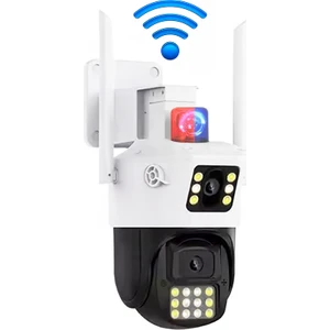 Çift Kameralı Ultra Hd Dış Mekan Hareketli Mavi Kırmızı Işıklı Kablosuz Wifi Güvenlik Kamerası