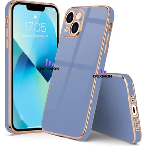 iPhone 15 Uyumlu Kılıf Kamera Korumalı Arkası Renkli Kenarları Parlak Dore Tasarım Kapak