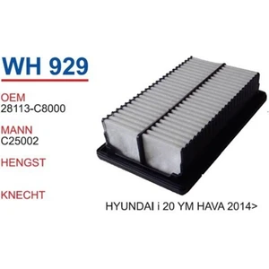 WH929 Hava Filtresi Hyundai I20 2014> Uyumlu Yeni Model