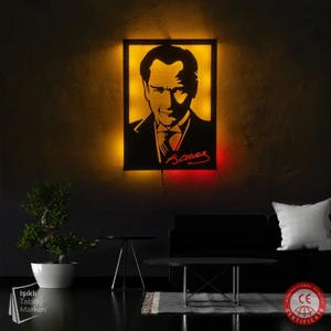 The Eba Design Tablo Marketi Atatürk Tablosu, Atatürk Figür, Işıklı Duvar Dekor Ahşap, Neon Işık, Duvar Süsü
