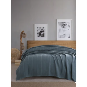 Çift Kişilik Waffle Pike 210x230 cm - %100 Pamuk - Petekli Nefes Alabilen Kumaş - İndigo Mavi