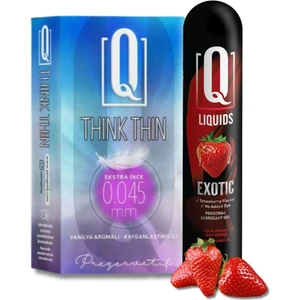 Q Liquids Çilek Aromalı  Jel 125 ml + Vanilya Aromalı Oral Kullanıma Uygun Prezervatif Seti x 1 adet