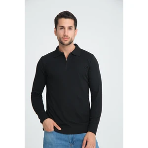 Mubende Erkek Yumuşak Dokulu Slim Fit Polo Yaka Fermuarlı Triko Kazak