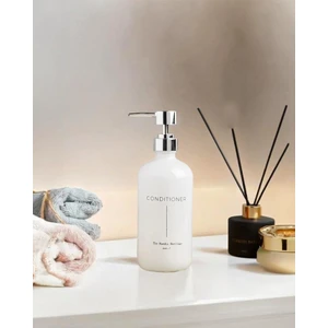 Büyük Boy Cam Sıvı Sabunluk - Dekoratif Cam Şampuanlık - 500 Ml - 21X7