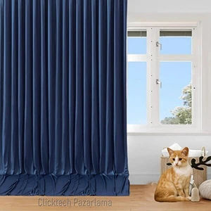 Madame Dower Taç 4 Katmanlı Indigo Güneşlik Perde - Toz Önleyici, Ses Yalıtımı, Sıcak ve Soğuk Yalıtımı