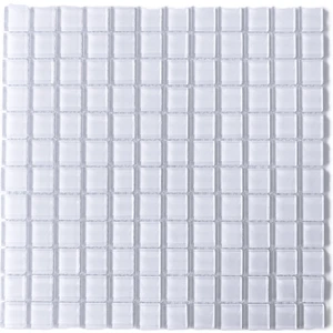 Beyaz Kristal Cam Mozaik Tüm Yüzeylerde Kullanılabilir Cam Ölçüsü: 23X23X4 mm File Karo Ölçüsü: 30X30 cm ( 1 Koli = 11 File Karo = 1 m2 Fiyatıdır )