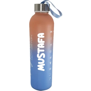 Hediye Kesesi Kişiye Özel Renkli 750 ml Motivasyon Cam Su Matarası HK2708