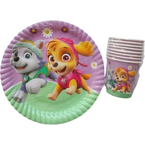 Ngüzel Party Paw Patrol Lady Temalı Doğum Günü 8 Adet Karton Tabak + 8 Adet Karton Bardak Seti