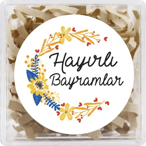 Repro Design Hayırlı Bayramlar 4 cm Opak Yapışkanlı Sticker  24 Adet ( Suya Dayanıklı )