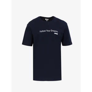 Bisiklet Yaka Baskılı Lacivert Erkek T-Shirt J4WM-TST7217