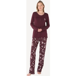 Kadın Uzun Kollu 3 Düğme Battal Pijama Takımı 4940