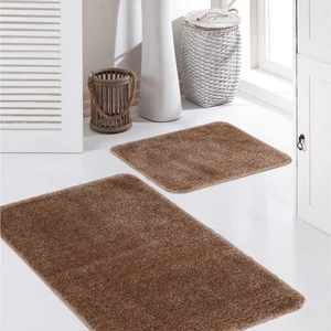 Home %100 Doğal Kaymaz Taban Işıltılı Devetüyü Yıkanabilir 2’li Banyo Halısı, Paspas