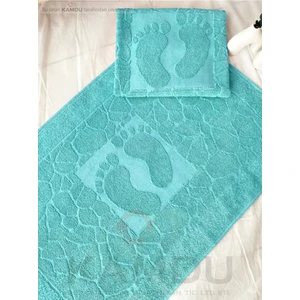 ( 1 Adet ) 50X70CM Ayak Paspası, Ayak Desenli Pamuk Paspas, Lavabo Paspası