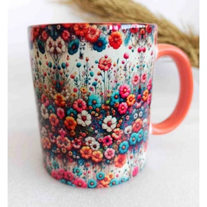 Mugs And Love Renkli Çiçekler Md2 Büyük Boy Kupa