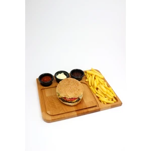 Ahşap Hamburger Sunum Tabağı, Fast Food Sunum