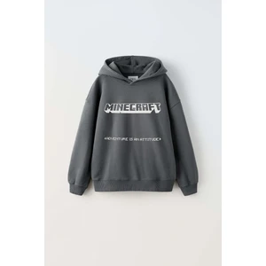 Erkek Çocuk Mınecraft Modelli Pamuk Kapşonlu Sweat
