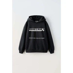 Erkek Çocuk Mınecraft Modelli Pamuk Kapşonlu Sweat