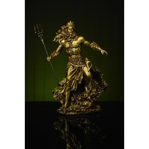 Narçiçeği Takı ve Hediyelik Özel Tasarım Antik Yunan Deniz Tanrısı Poseidon Orta Boy Gold / Bronz Heykel Biblo
