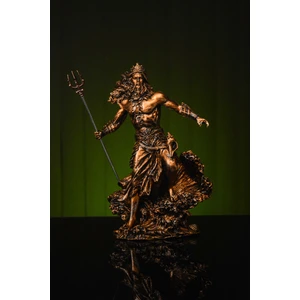 Narçiçeği Takı ve Hediyelik Özel Tasarım Antik Yunan Deniz Tanrısı Poseidon Orta Boy Gold / Bronz Heykel Biblo