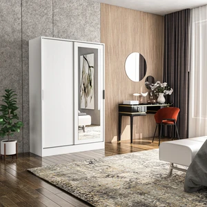 Berceste Beyaz 2 Sürgü Kapaklı Aynalı 8 Bölmeli Dolap Gardırop