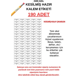 Isimli Okul Etiketi Defter Kitap Kalem Etiketi 190 Adet
