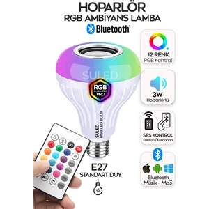 Hoparlörlü Bluetooth LED Ampül Rgb Ambiyans Aydınlatmalı Ios ve Android Uyumlu LED Işık
