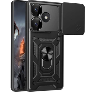 M.tk moveteck Xiaomi Poco F6 Kılıf Kamera Korumalı Sürgülü Yüzüklü Armor Military Tank Kızaklı Manyetik Kapak