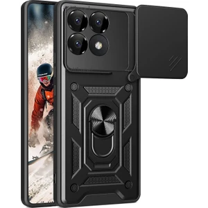 M.tk moveteck Xiaomi Poco F6 Pro Kılıf Kamera Korumalı Sürgülü Yüzüklü Armor Military Tank Kızaklı Manyetik Kapak