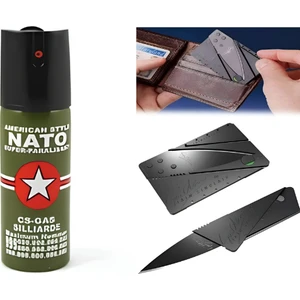 Kamp Dükkanı Natoo Göz Yaşartıcı Gaz 40 ml + Kredi Kartı Şeklinde Kamp Bıçağı Piknik Bıçağı Katlanır Bıçak