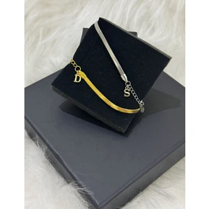 Harf Detayli Çelik Italyan Zinciri ( Çift Bilekliği )