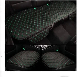 Araç Koltuk Minderi Oturak Takım 3 Parça Aracınıza Değer Katın Siyah Deri Yeşil Iplik