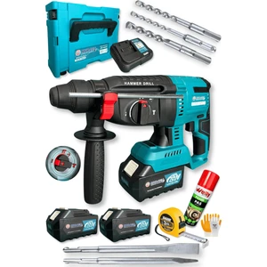 DGR-4144 Kömürsüz 21 V 3 Ah Çift Akülü Şarjlı 3 Fonksiyon Kırıcı-Delici Hilti Matkap Setli + Pas Sökücü