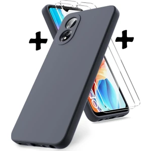 M.TK Moveteck Oppo A38 Kılıf Lansman Kamera Korumalı Içi Kadife Yumuşak Renkli Silikon + 9h Ekran Koruyucu Cam Set