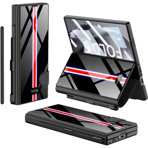 Alan Tech ​galaxy Z Fold 6 Kılıf Kamera Korumalı Kartlıklı Kalem Bölmeli Zore Kıpta Çizgili Droga Kılıf