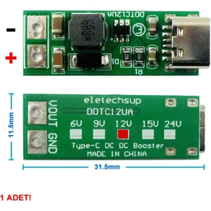 Roboyol Store Type C USB 5V To 12V Boost Modül 9W Dc Voltaj Yükseltici Taşınabilir Minik Güç Kaynağı Step Up