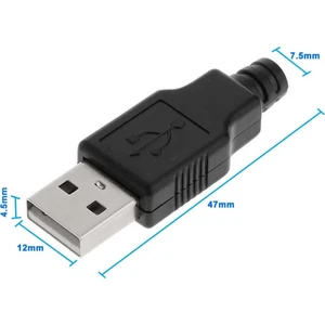 Roboyol Store Kutulu USB Type A Erkek Soket USB 2.0 4 Pin Plastik Kapak Dıy Tip Elektronik Cihaz USB