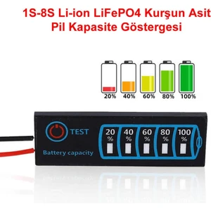 Roboyol Store 5-30V Pil Kapasite Göstergesi 2s / 8s Li-Ion Lifepo4 Kurşun Asit Batarya Akü Seviye Kapasite