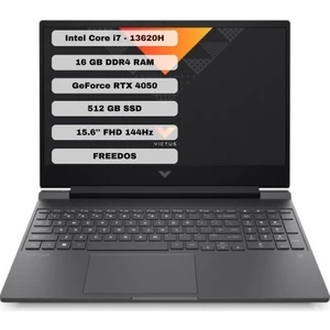 Hp Victus 15-FA1063NT A0BG8EA I7-13620H 16GB Ram 512GB SSD 6gb RTX4050 15.6'' Fhd 144Hz Freedos Siyah Taşınabilir Bilgisayar