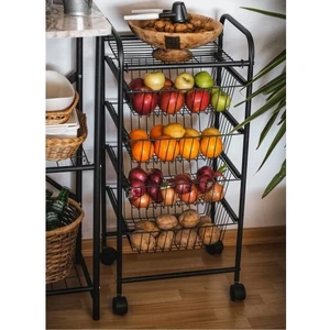 Sebzelik Meyve Sebze Rafı Mutfak Rafı Tekerlekli Raf 5155